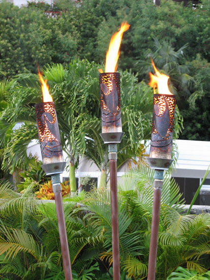 Triple Tiki Torches Kailua Oahu tiki torch gallery